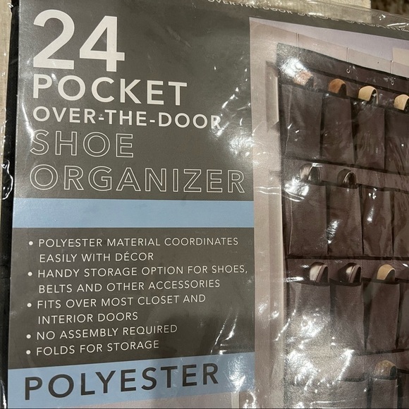 New-over the Door Shoe Organizer, 24 Large Pocket &3 Strong Metal Hooks - Picture 2 of 8